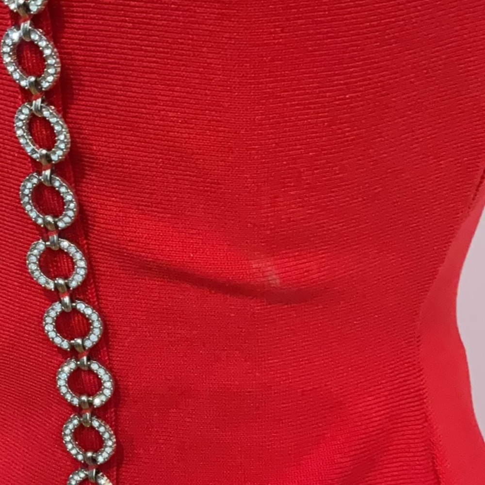H:Ours Alisha One Shoulder Dress in Red, Size: XS - Picture 8 of 12